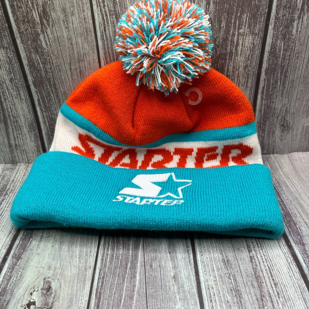 Starter Beanie Dolphins NFL Colors Bold Orange and Teal Beanie